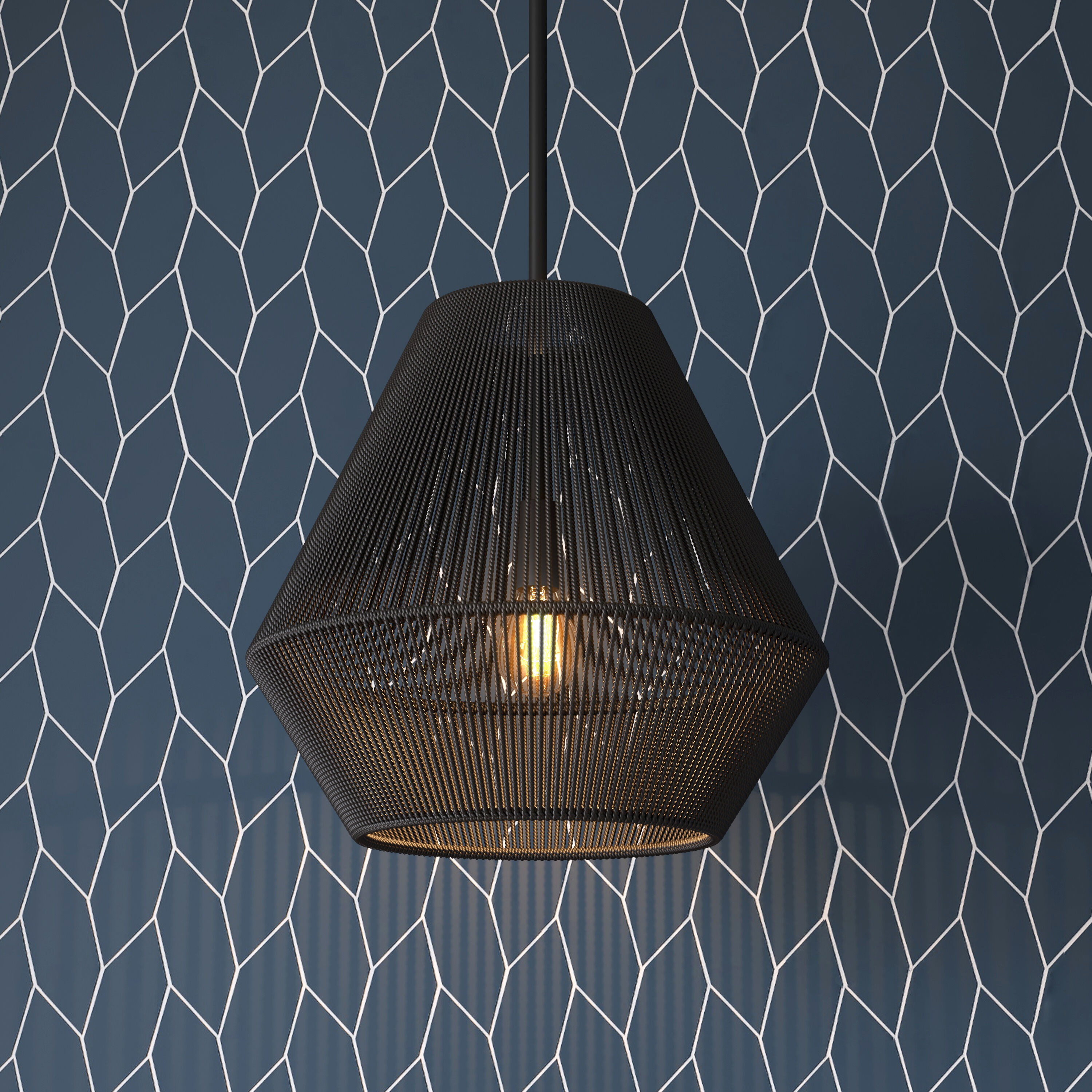 Elise 1 Light 16 inch Matte Black Pendant Ceiling Light